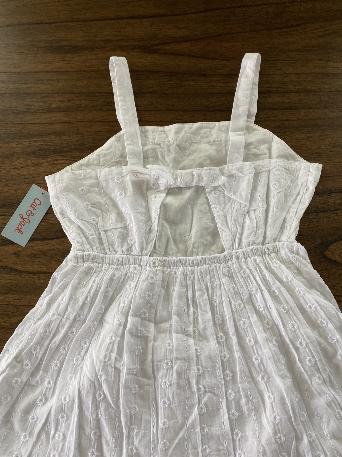 White Girls’ Tie-Back Sleeveless Woven Dress – Cat & Jack, Size XXL (18), Cotton