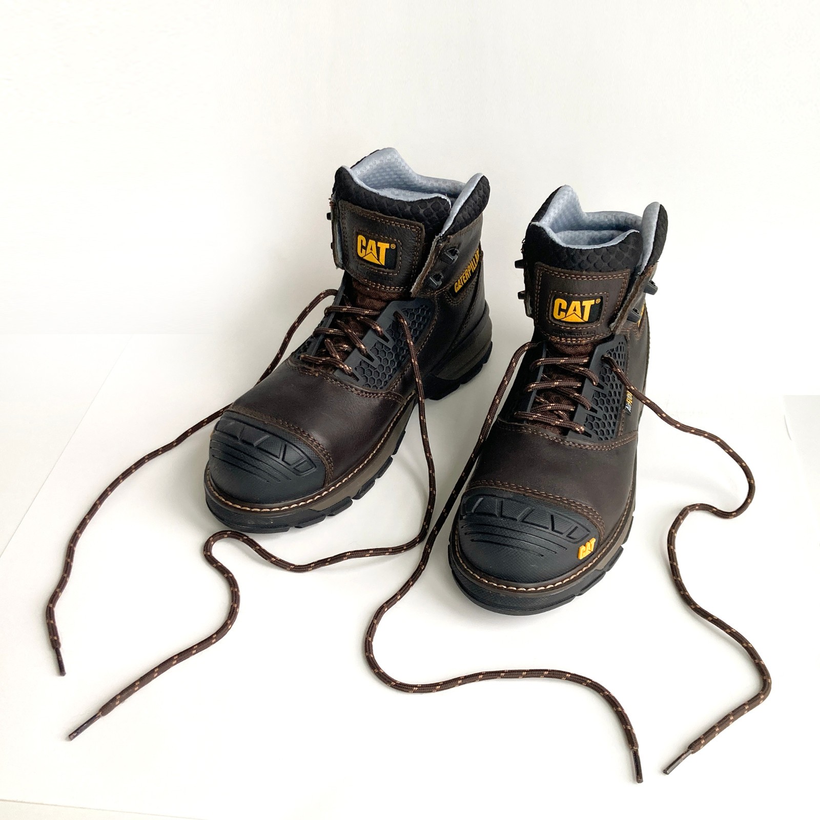 Caterpillar Excavator Boots sz 9 WIDE Dk Brown P91340 Slip Resistant *NWOB*