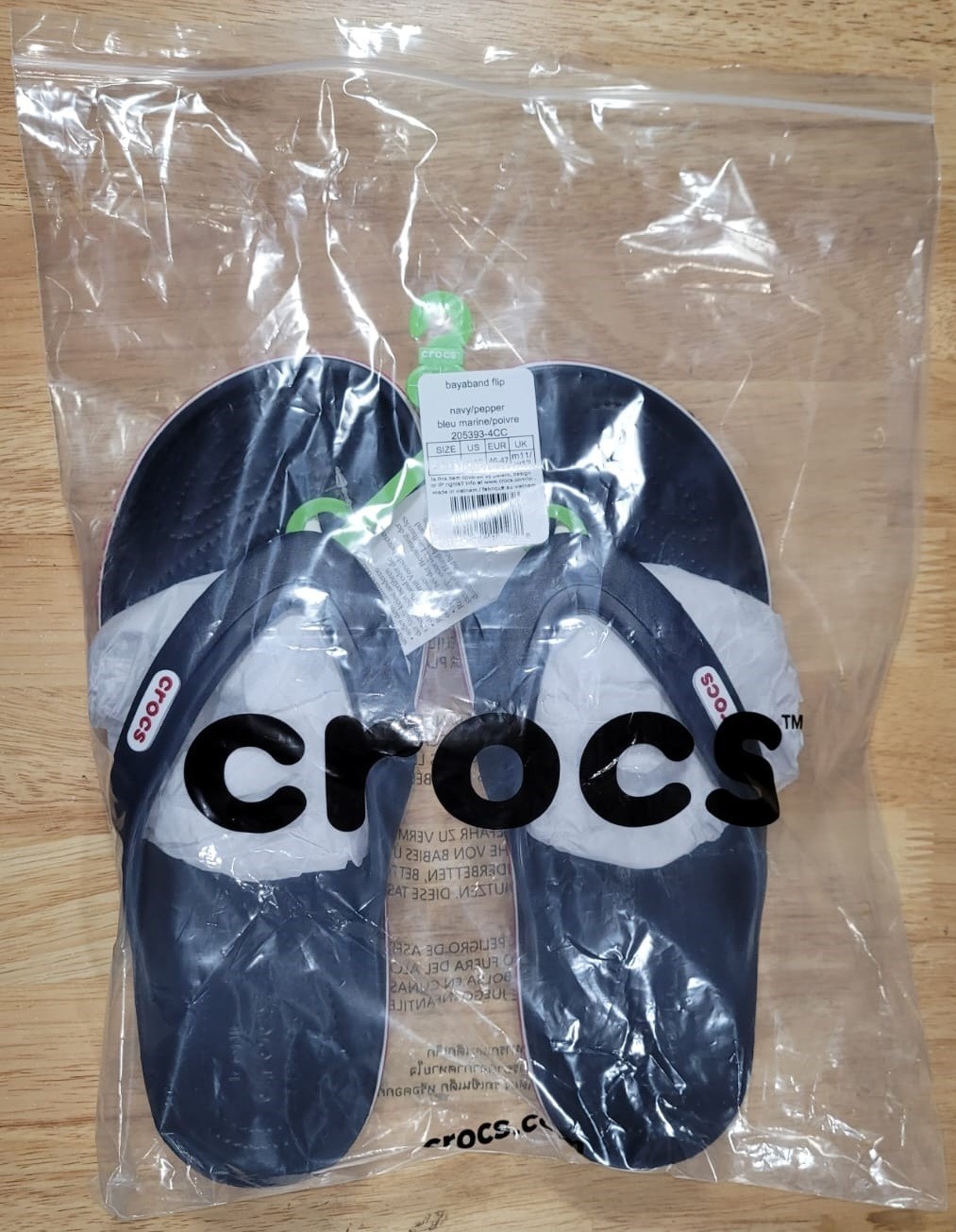 Crocs unisex adult Bayaband Flip Flop Sandals Navy/Pepper 14 Women 12 Men US NEW