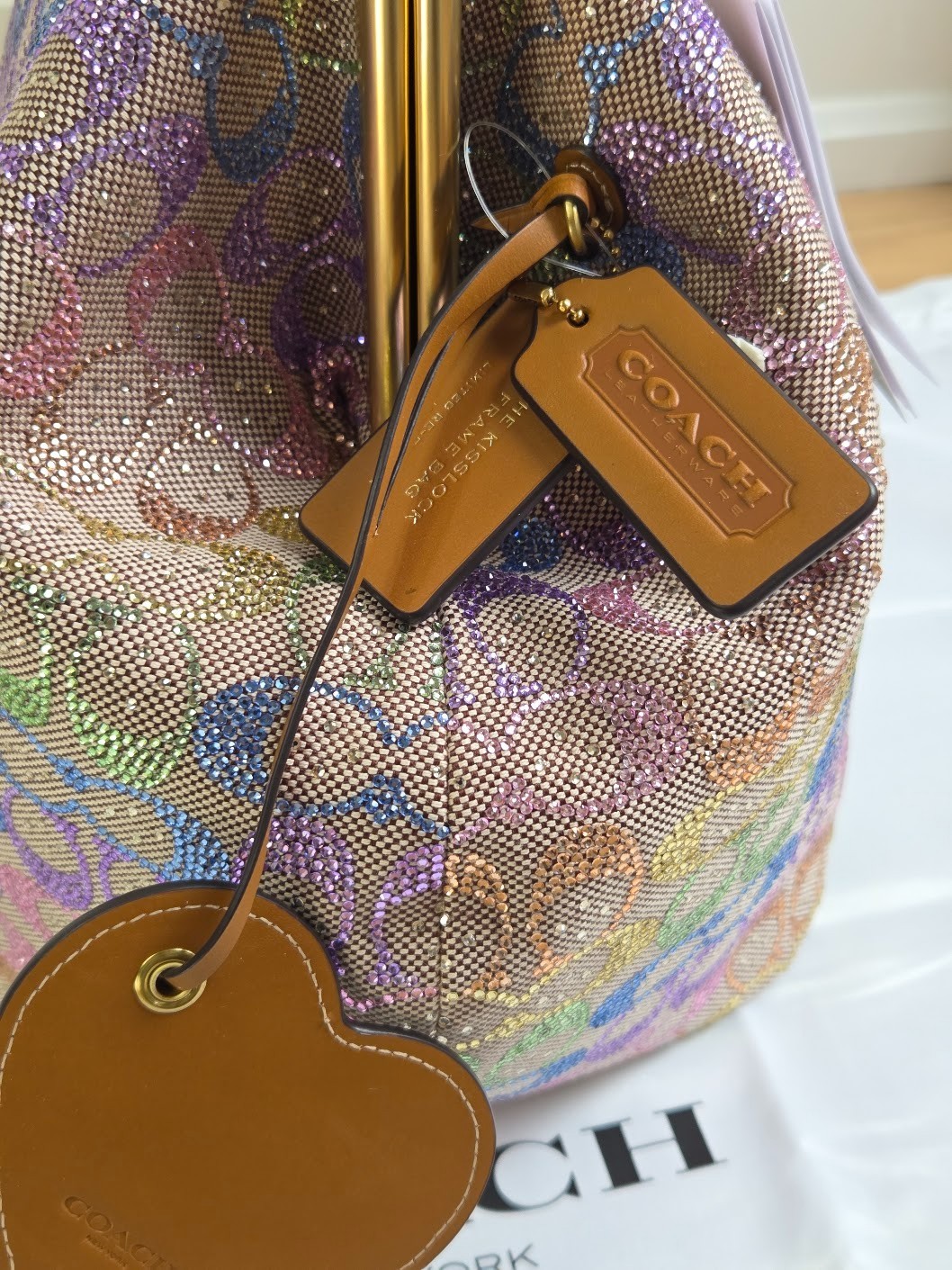 Coach Large Kisslock Frame Bag In Crystal Signature Jacquard | CCX15 | Brand New
