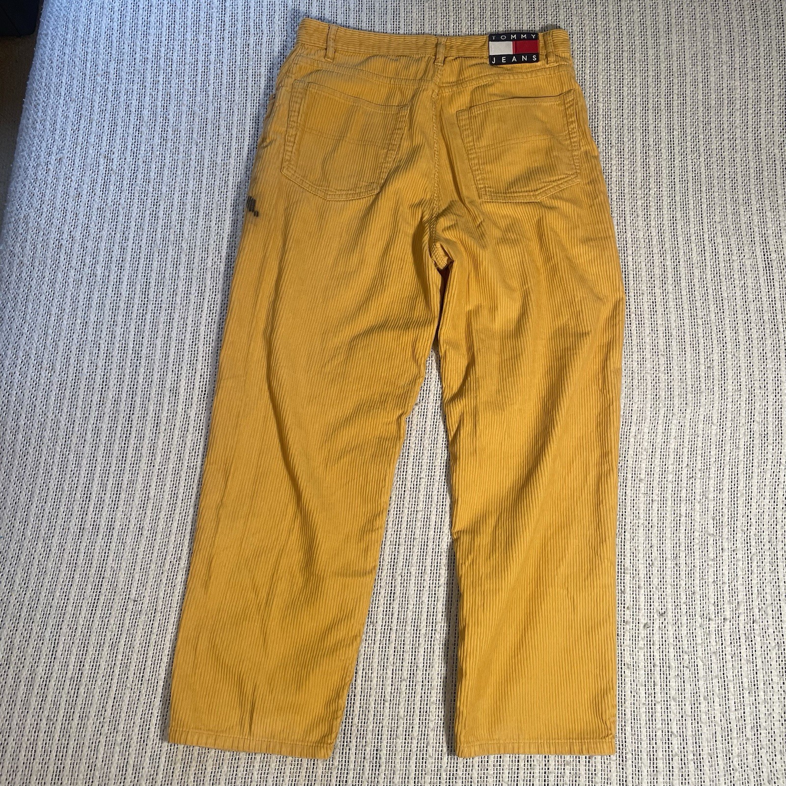 DISTRESSED Tommy Jeans Men’s Yellow 90s wide Corduroy Pants 36w vtg street style