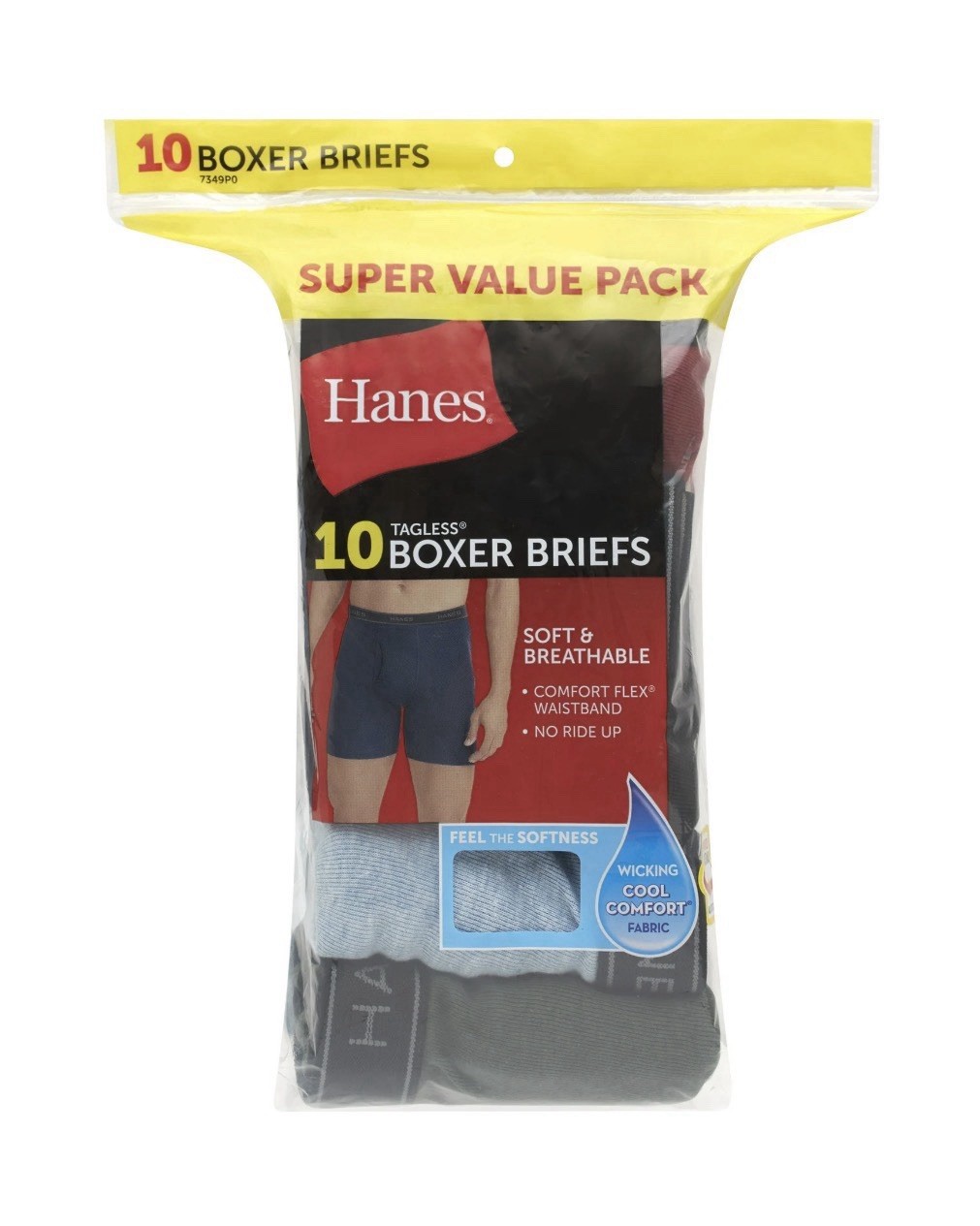 10-Pack HANES Men’s L Boxer Briefs Tagless Comfort Flex Waistband Solid Colors