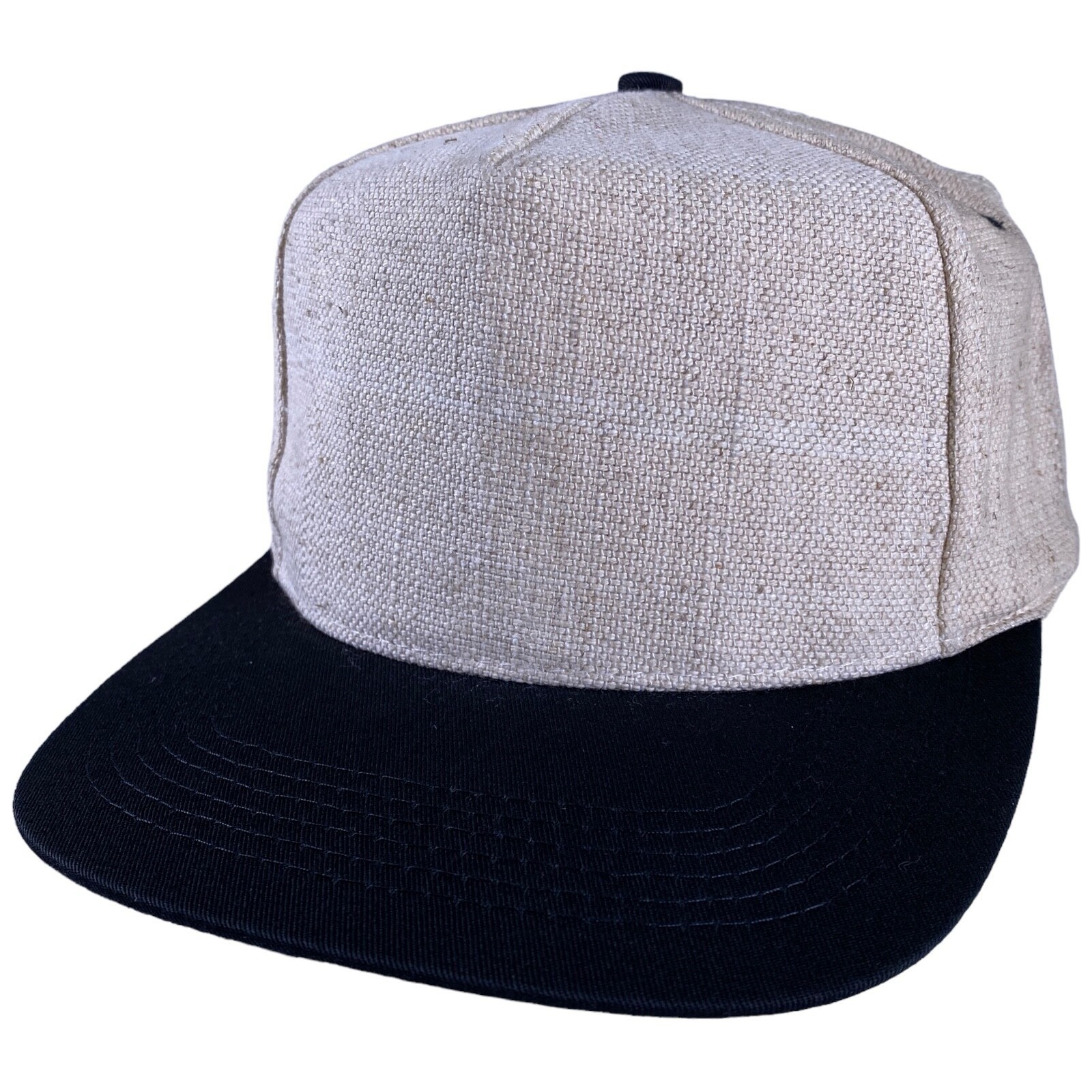 Kati Cap Blank 2 Tone Black/Tan SnapBack Hat Add Your Patch or Logo Vintage NOS