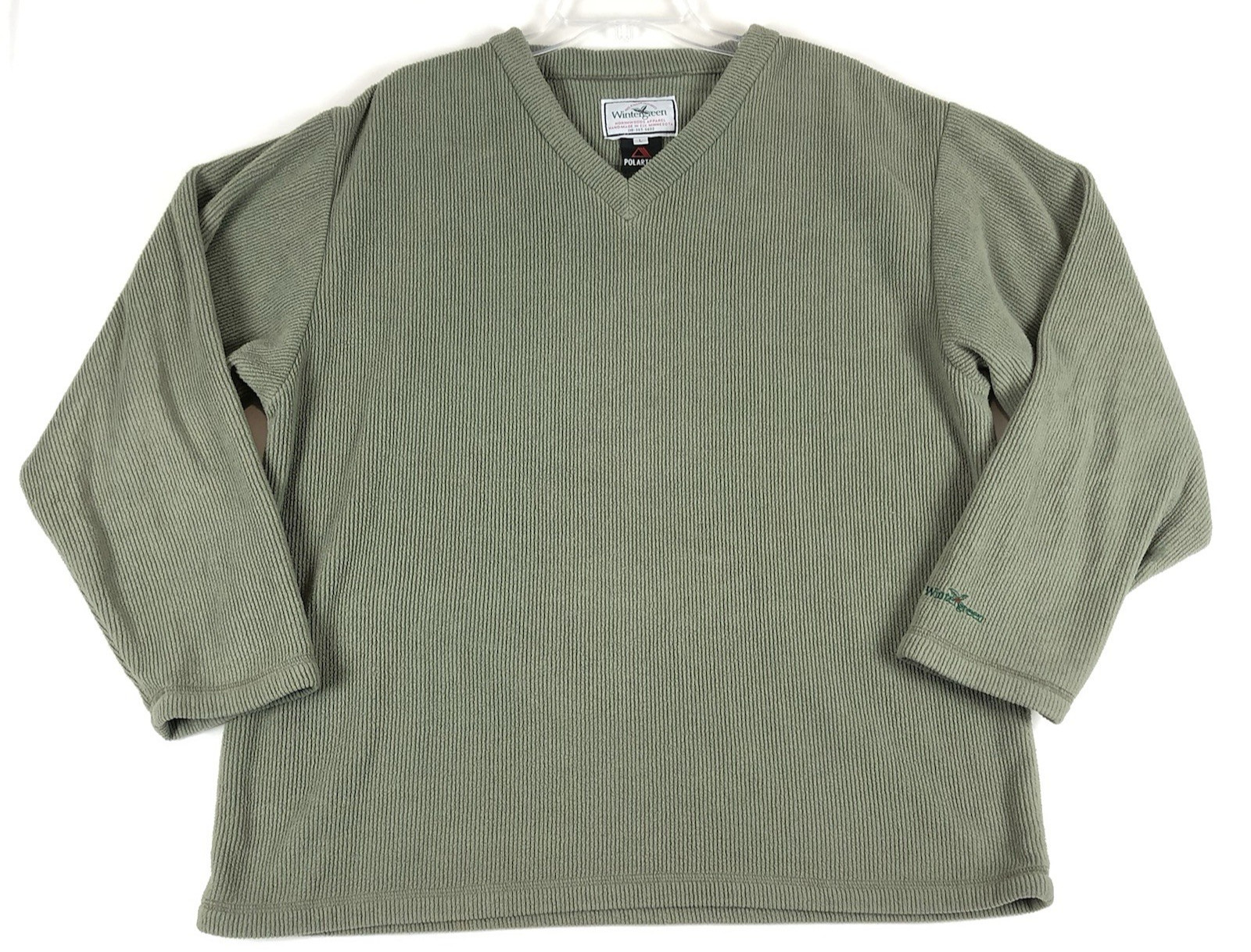 Wintergreen Northern Wear Fleece Pullover Mens L Green Polartec Sweater USA READ