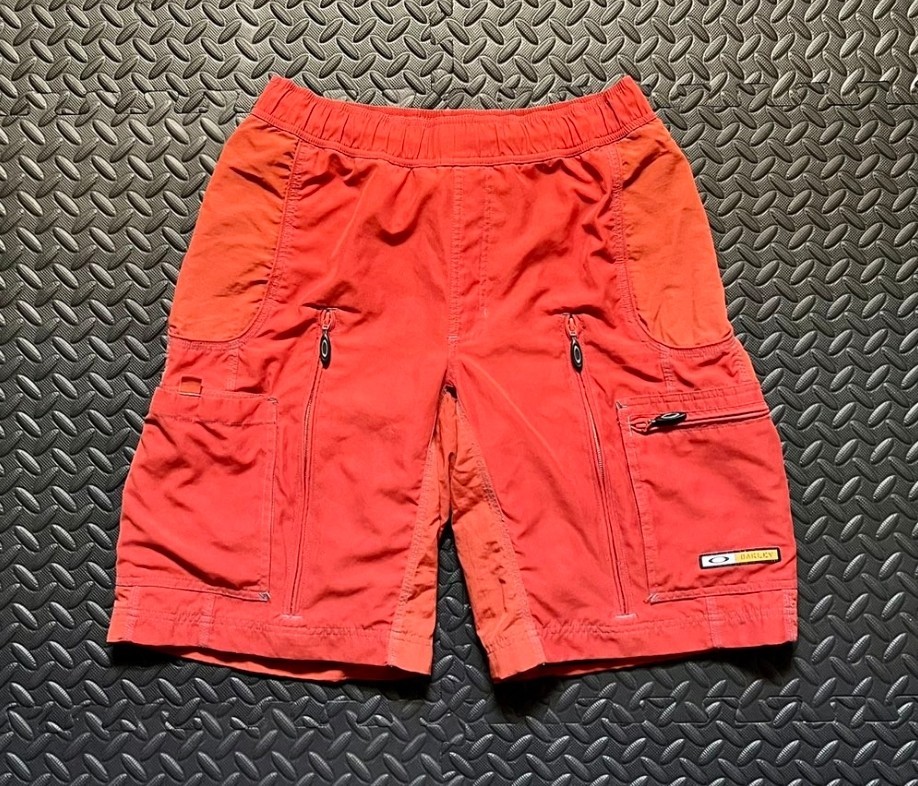 Vintage Oakley Software Gray Tag Shorts Size L Red Color With Multi Zippers