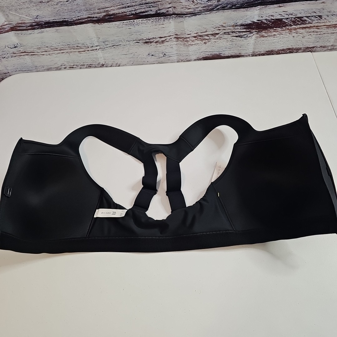 NEW NWT All In Motion Sports Bra 38DD Black Front Zip High Support Adjustable
