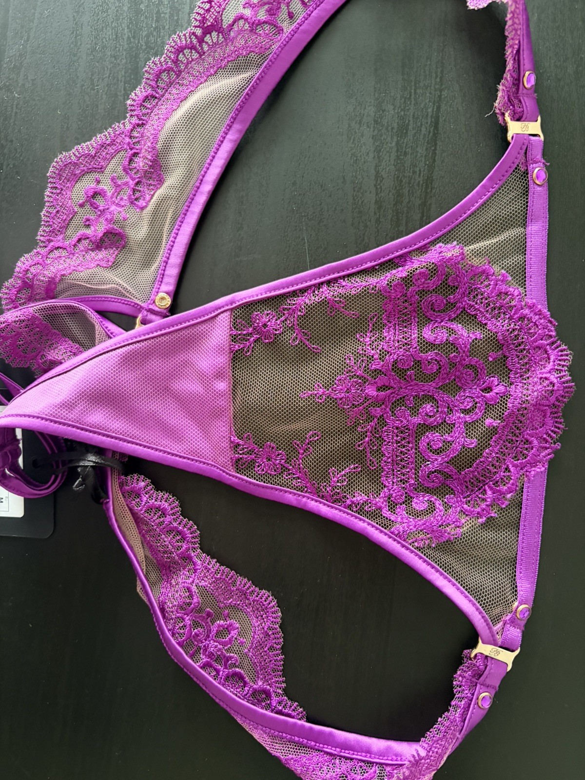 New Honey Birdette Gabrielle Orchid Purple Thong String Size Medium