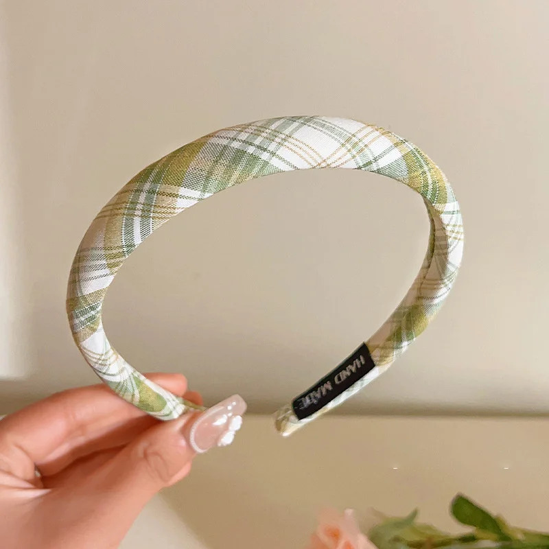 1/2/3pcs Spring Summer Women Solid Color Head Hoop Princess Girls Sweet Plaid Cl