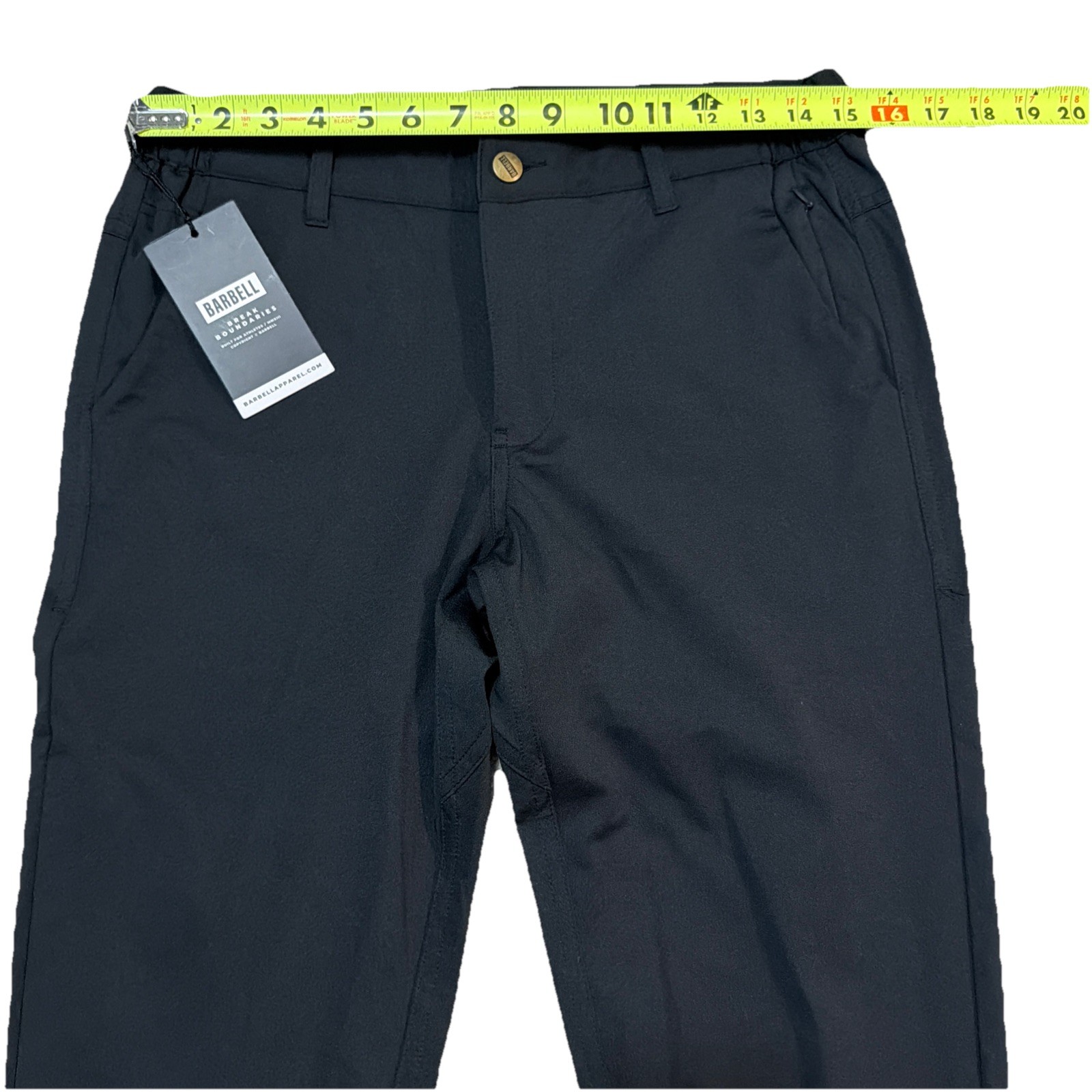 Barbell Anything Chino Mens Sz 28 (30×29) Black Polyester Slim Fit Performance