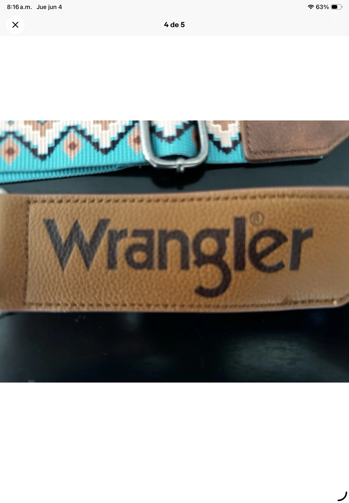 Wrangler Adjustable Handbag Strap Aztec Geometric Turquoise Brown
