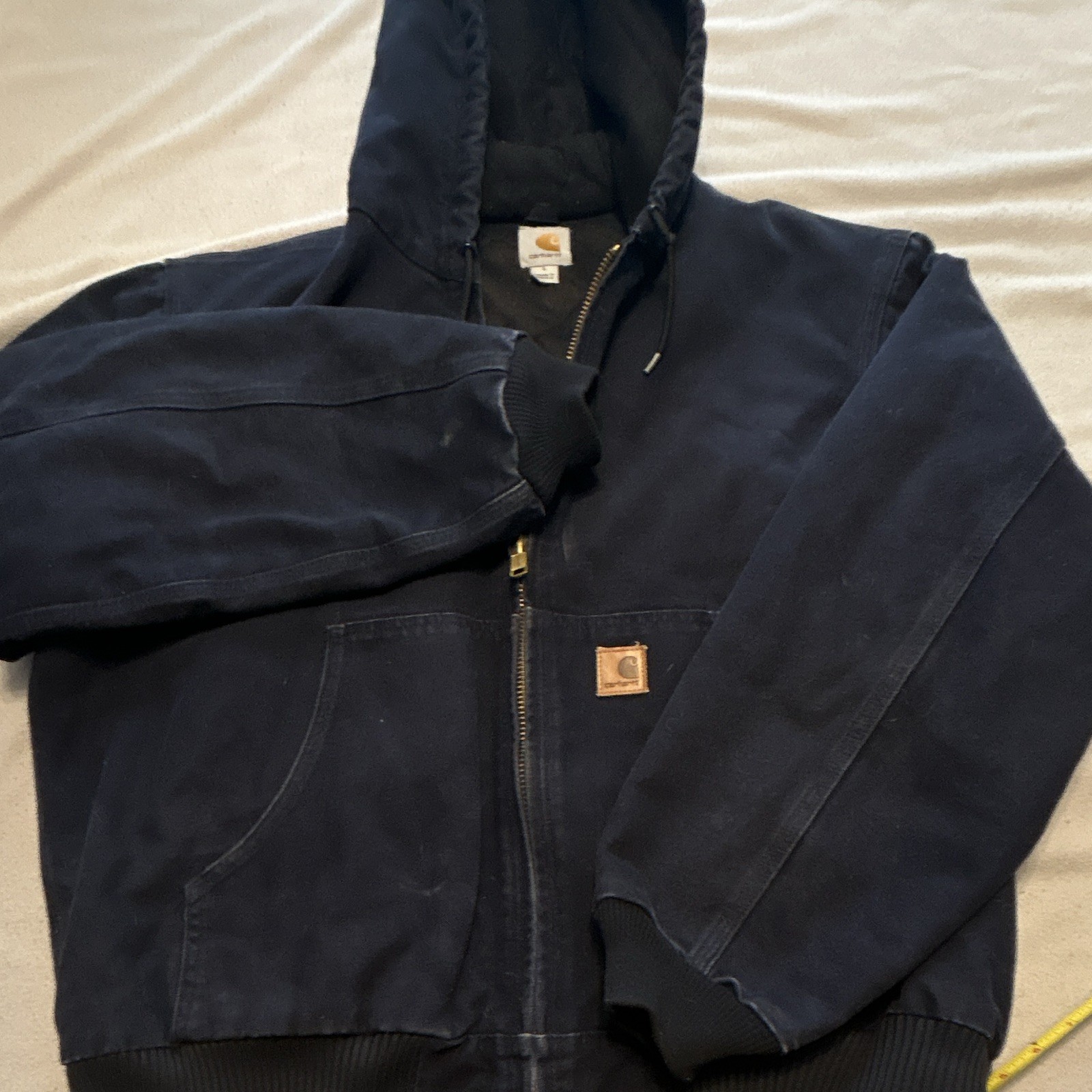 Carhartt J130 MDT Mens L Hooded Zip Jacket Quilted Lined Blue