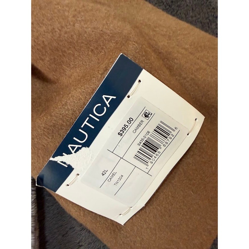 Nautica Mens Wool Camel Overcoat Topcoat Tan Long Jacket 42L MSRP$395 NEW
