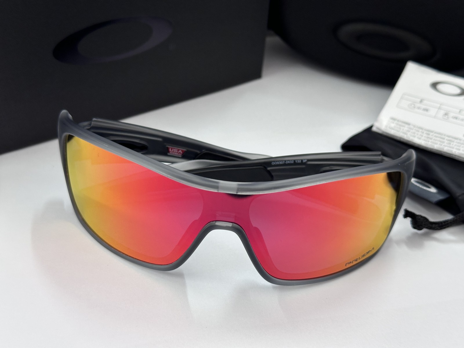 OAKLEY Turbine Rotor Sunglasses Matte Transparent Grey Ink /Red Prizm OO9307