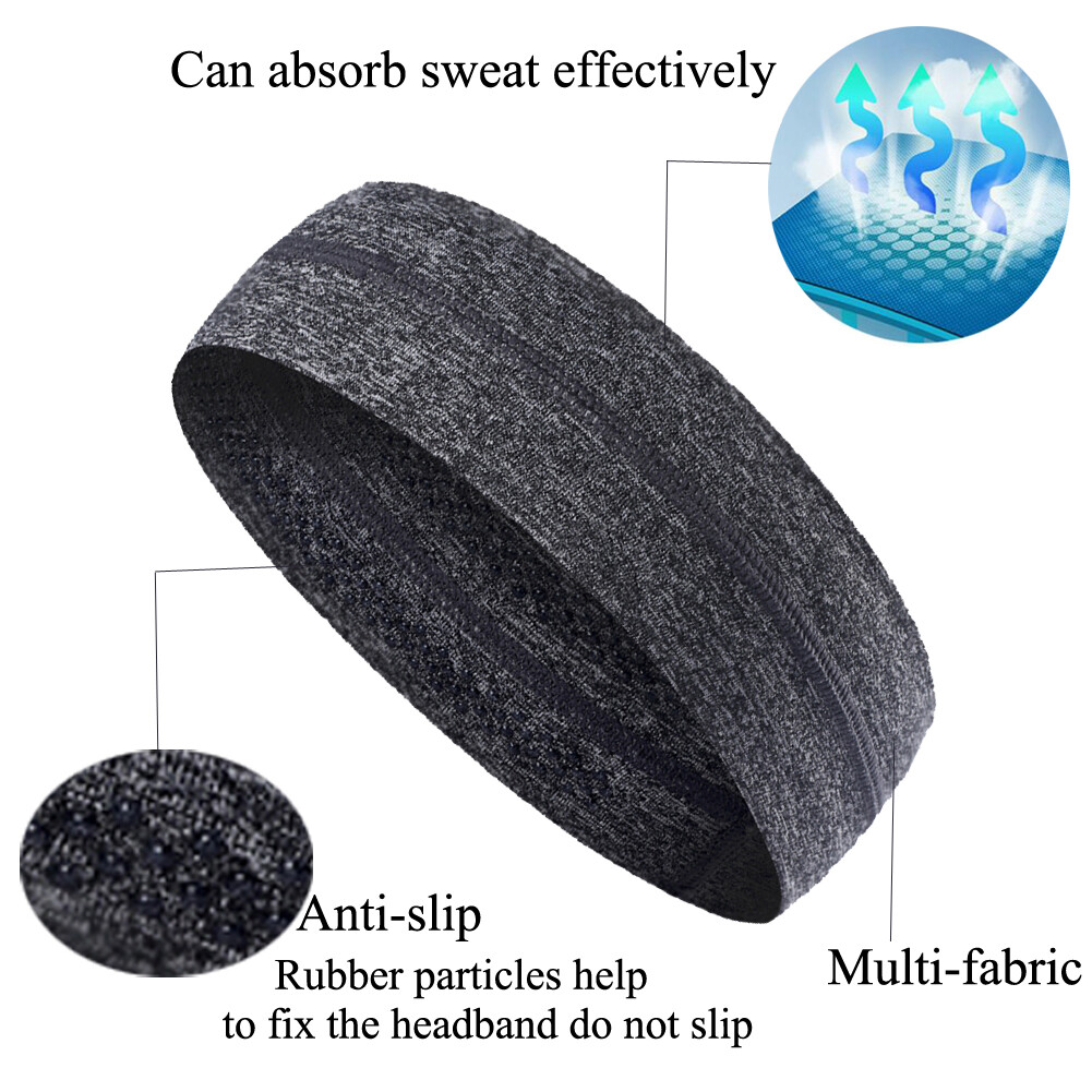 Men Women Moisture Wicking Wide Non-Slip Sport Headband Gym Workout Sweatband US
