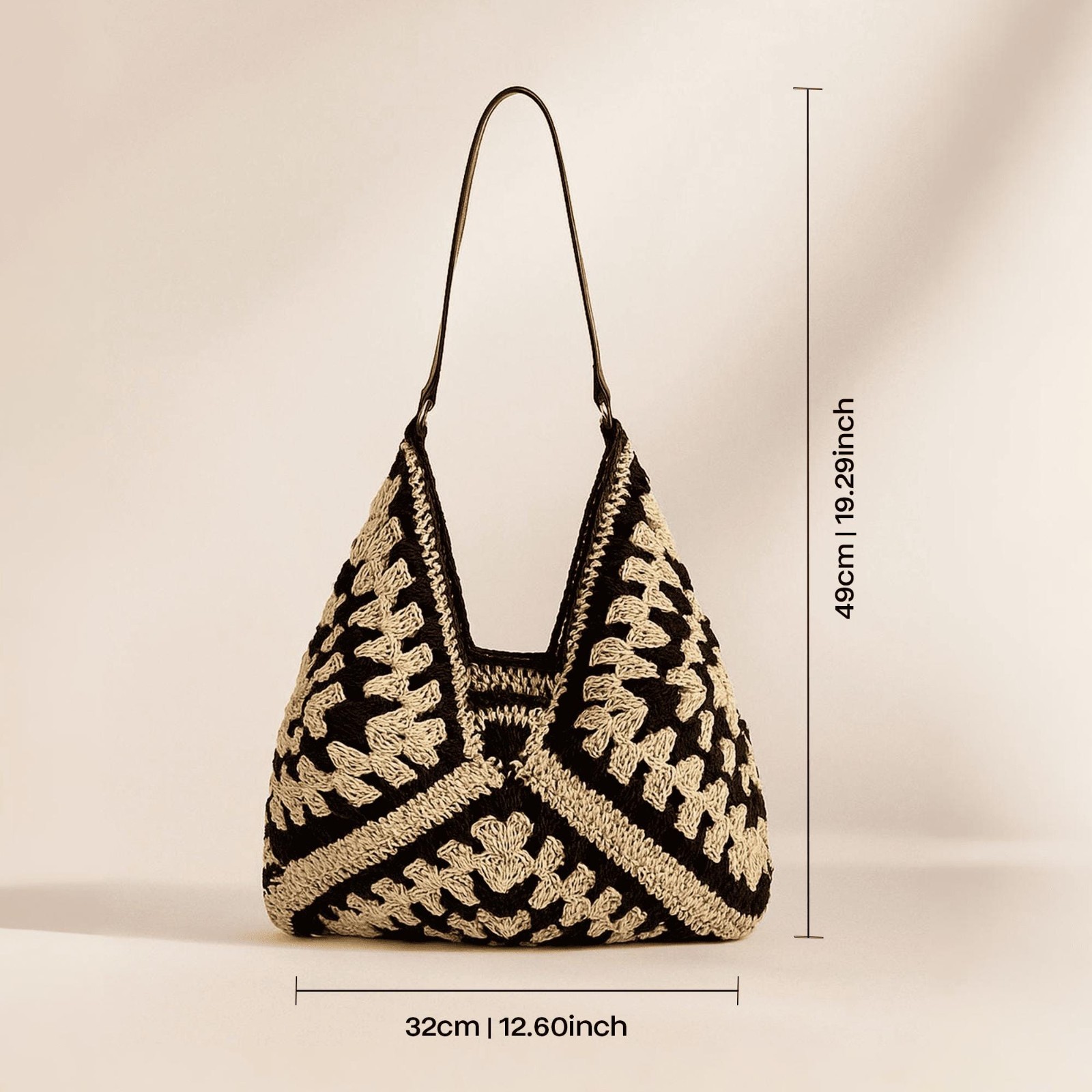 Handmade Crochet Tote Bag Boho Retro Shoulder Bag Free Shipping US
