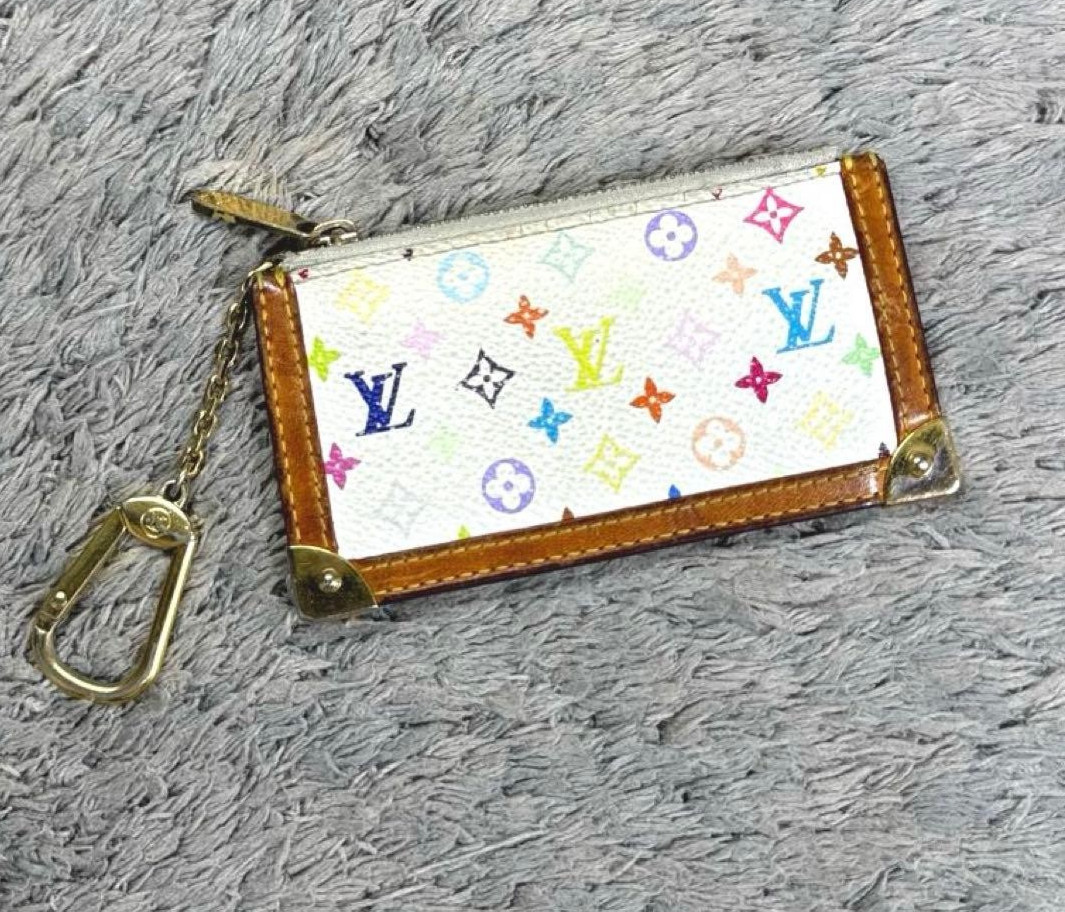 Auth Louis Vuitton Pochette Cles Monogram Multicolor Coin Case Made in Spain LV