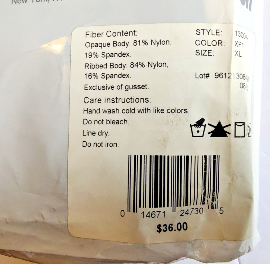 Maidenform Skinny Tights Pantyhose 2 Pack Opaque Ribbed Style 13004