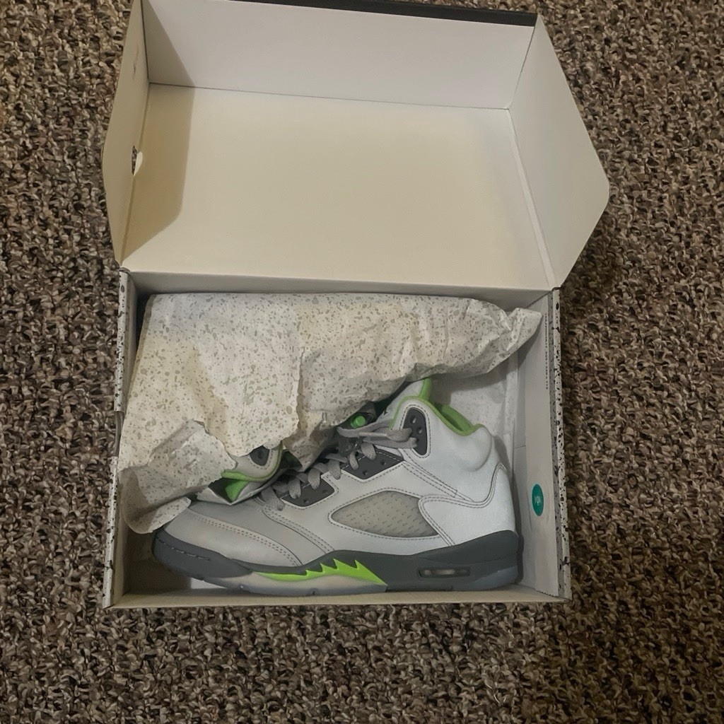 Jordan Air Jordan 5 Retro Gray/Green Lace Up Mid Top Sneakers DQ3734 003