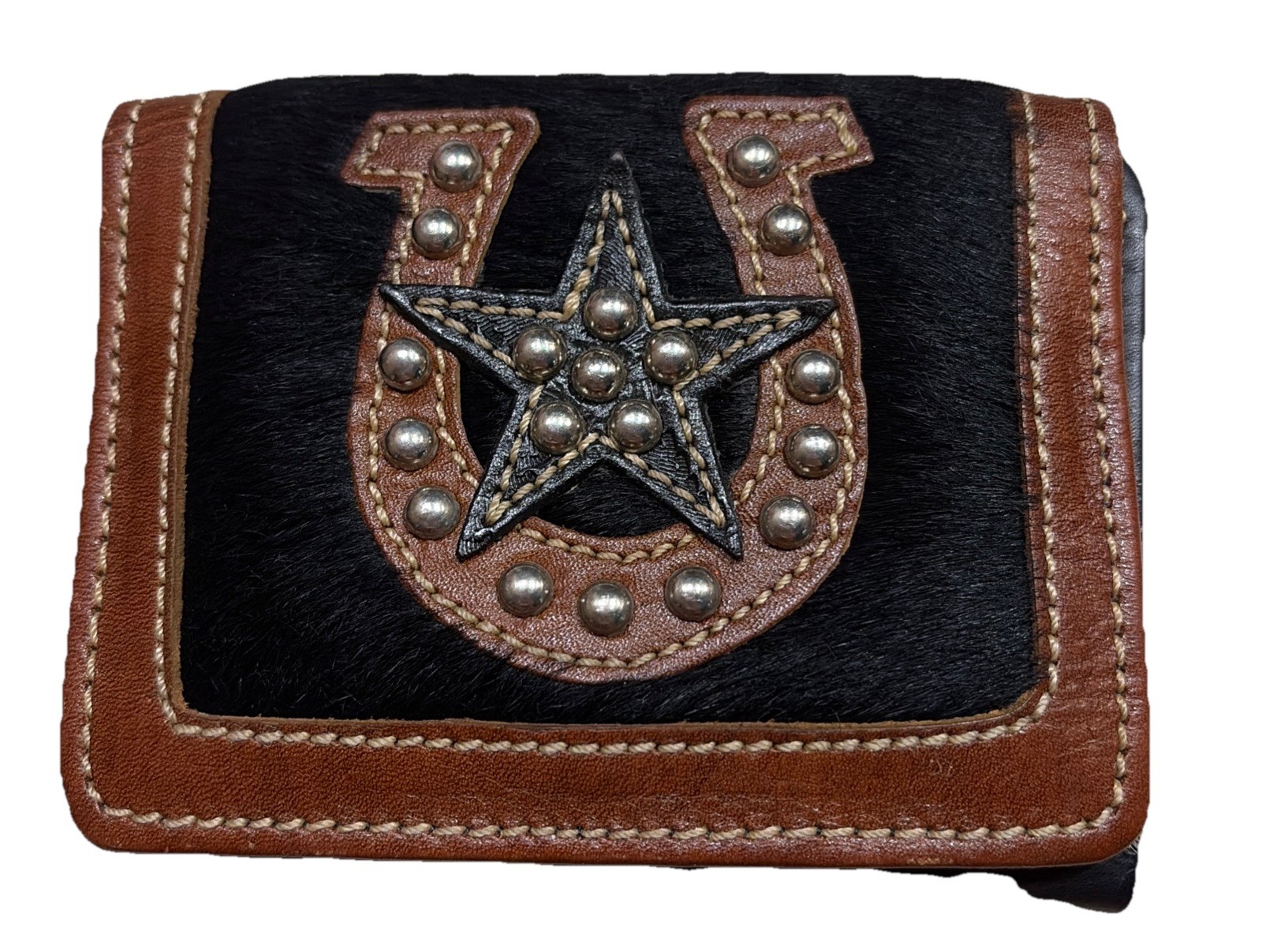 AMERICAN WEST Brown Genuine LEATHER Calf Hair-On Womens Wallet