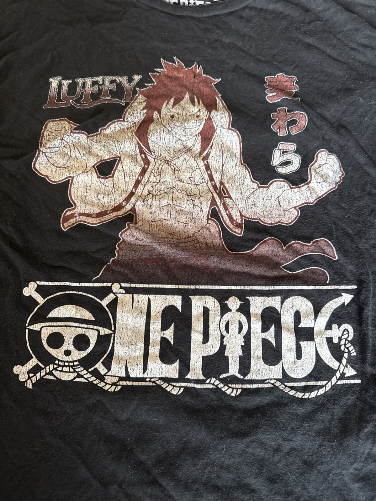 One Piece Luffy Size XL Mens Black 100% Cotton Ripple Junction T-Shirt