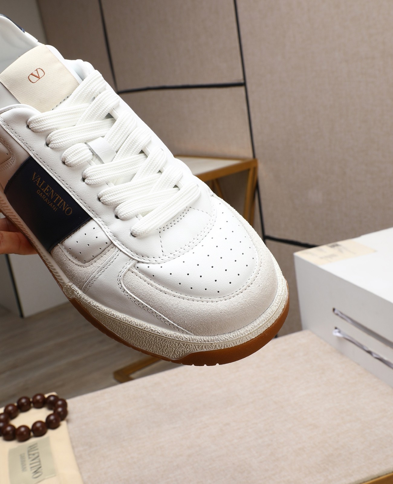 Valentino Leather Platform Sneakers 3.5cm Sole White Shoes