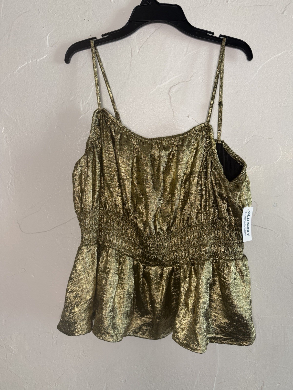 Old Navy Women’s Gold Metallic Peplum Camisole Tank Spaghetti Straps XL