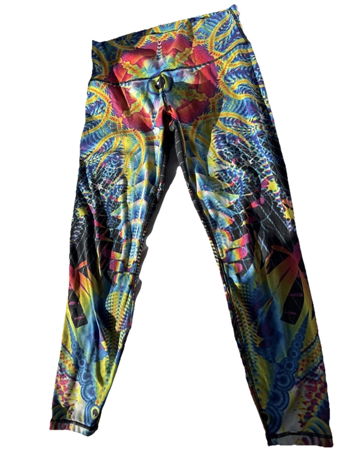 Psychedelic Multicolored, Printed Eyeball Octopus Leggings, Unisex Medium, Poly
