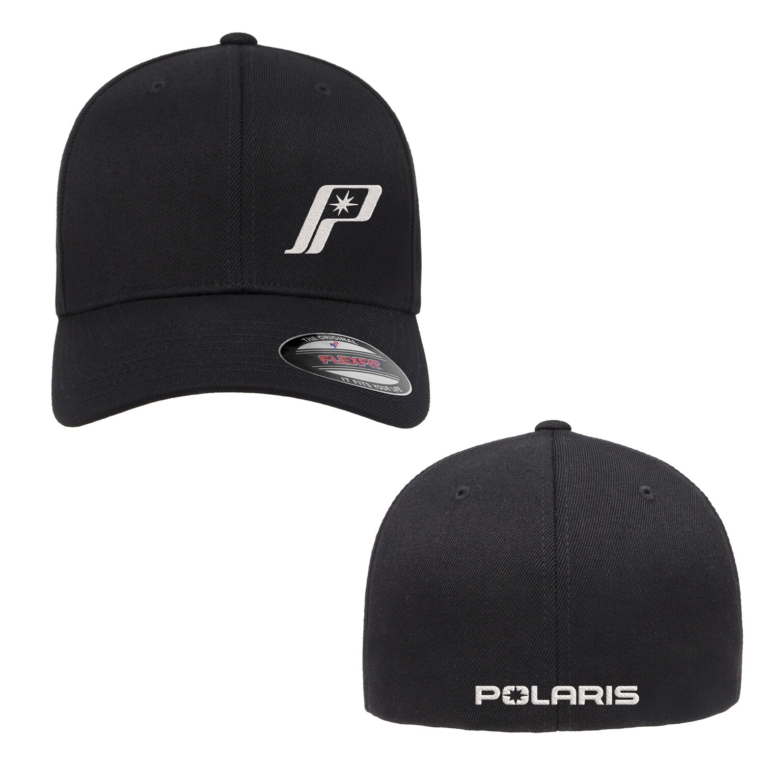 POLARIS Retro RZR ATV 4X4 Flexfit Hat Cap Front Back Embroidery Flat Curve Brim