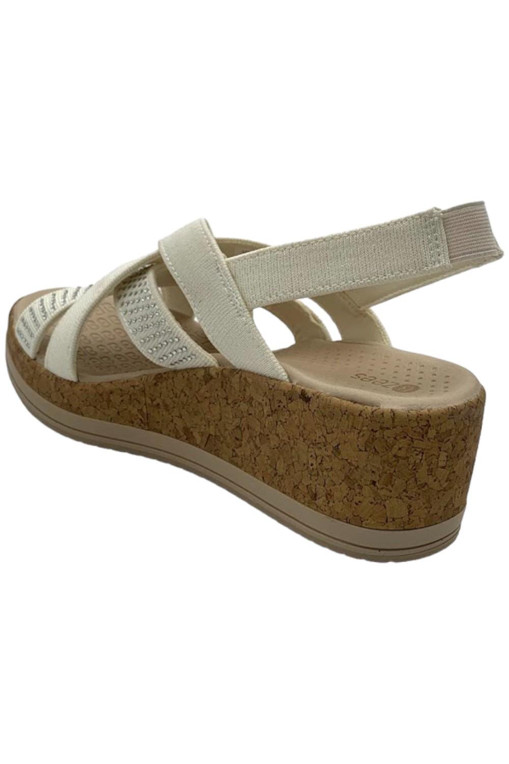 Bzees Ritz Sparkle Machine Washable Cork Wedge Sandal Sugar