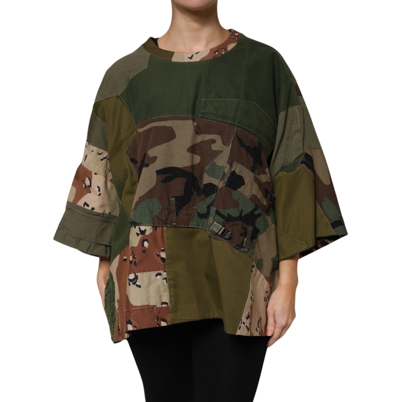 DOLCE & GABBANA T-shirt Multicolor Camouflage Oversized Top IT46/US12/XL 1050usd