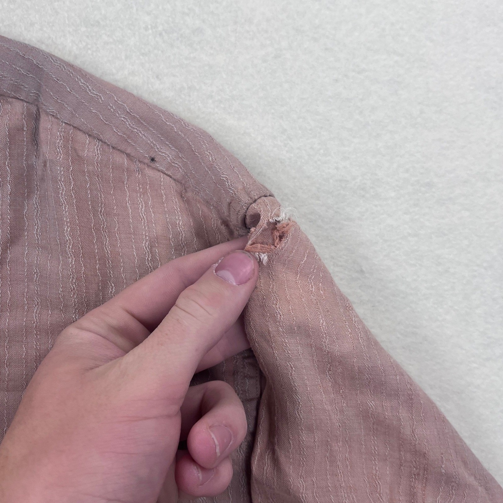 Vintage 50s 60s Wings Mauve Wavy Rayon Gab? Stripe Button Up Shirt XL Patched