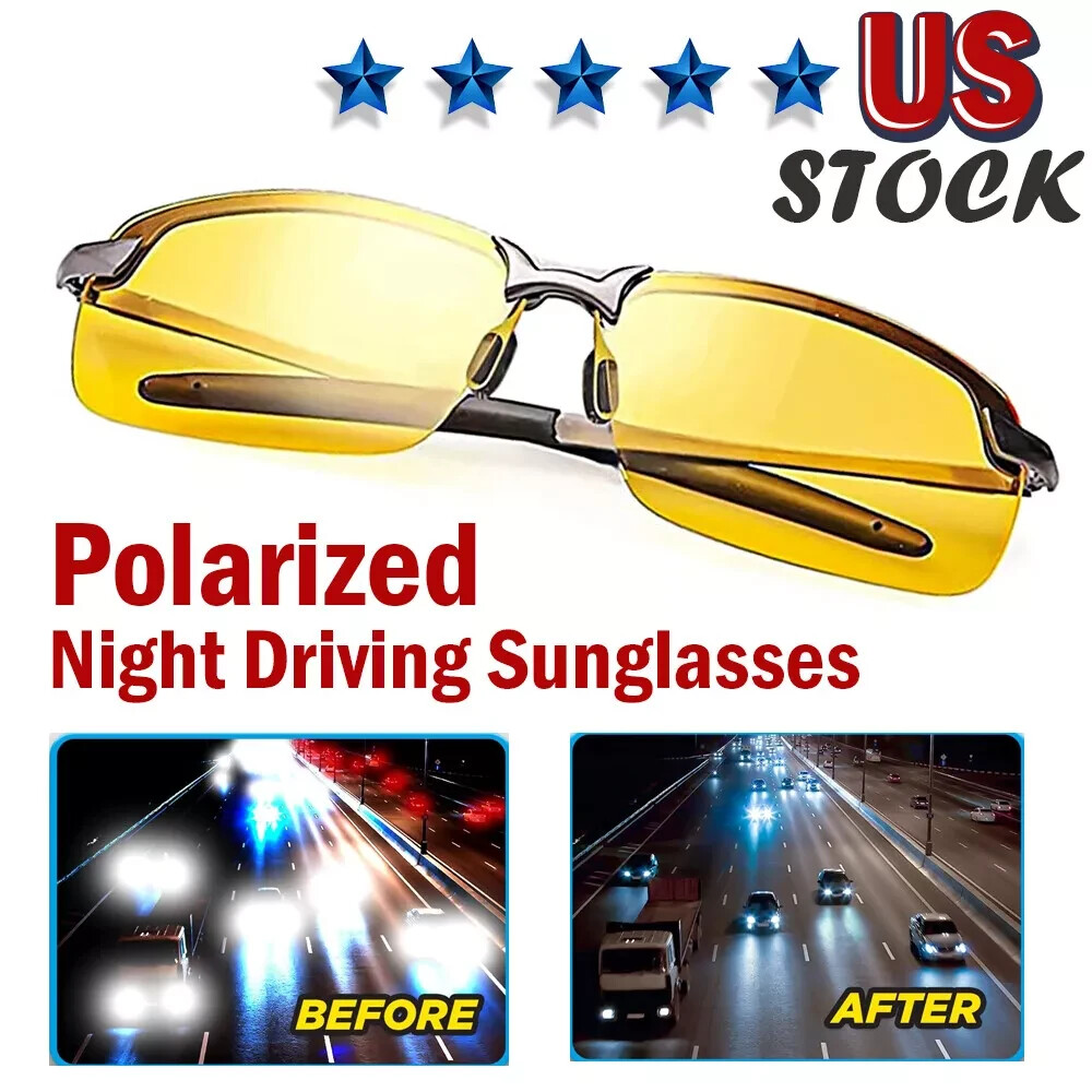 2 PAIRS Tac Night Vision Polarized HD Sunglasses Outdoor Driving Glasses 2 PACK
