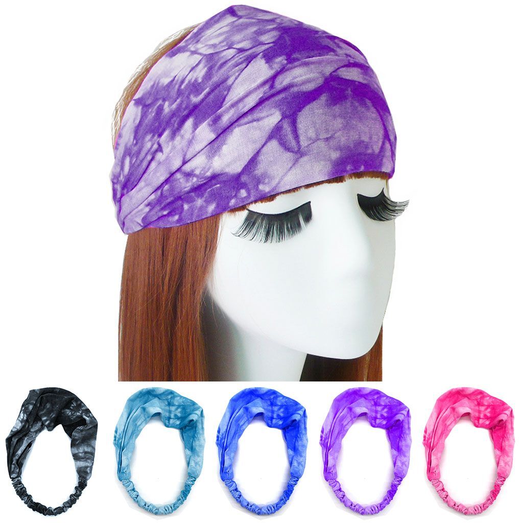 Women Yoga Sports Wide Headband Stretch Boho Hair Band Turban Headwrap Headwear