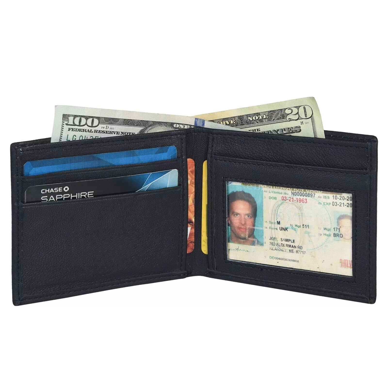 Genuine Leather Minimalist Bifold Wallets For Men RFID Blocking Slim Mens Wallet