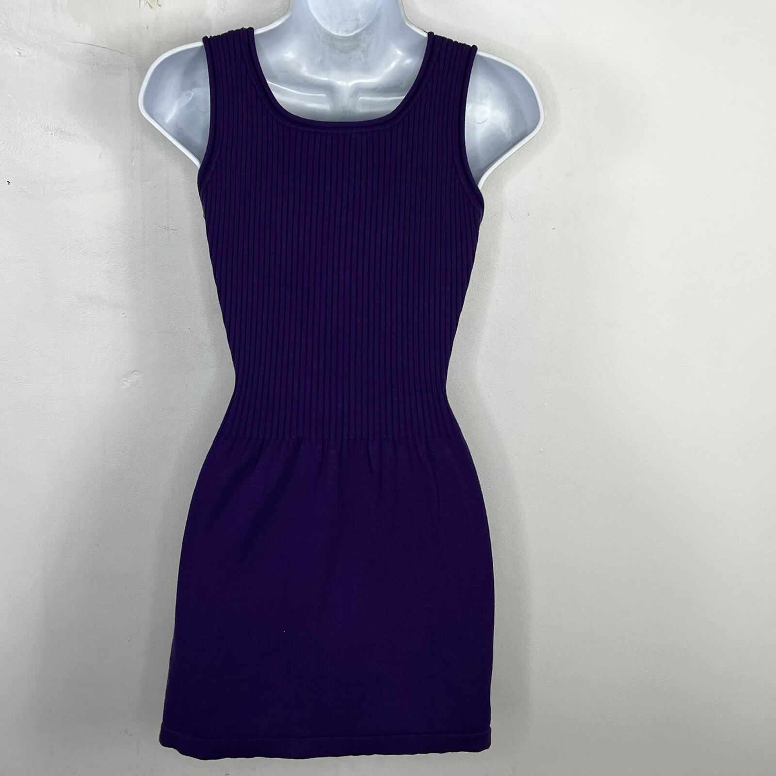 Kenar Tank Dress Sz M Purple Sleeveless Ribbed Minimalist Modern Chic Clean Girl