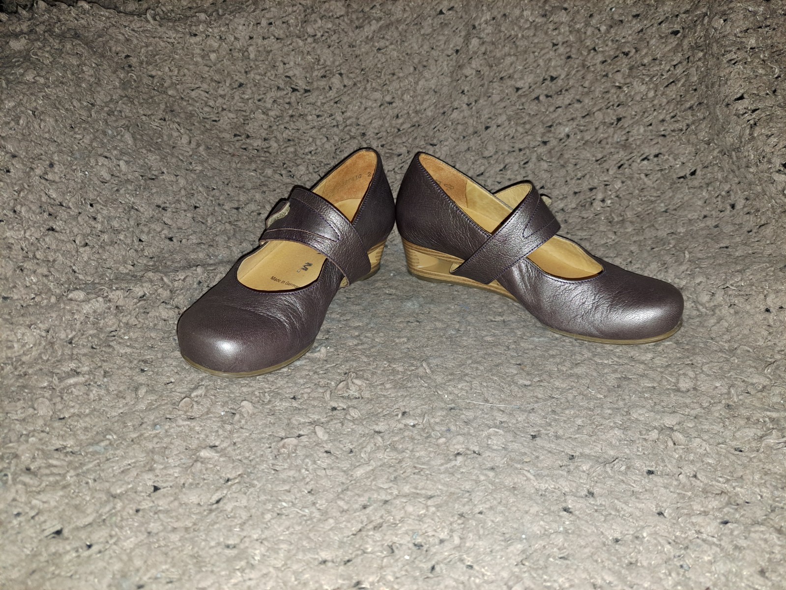 THERESIA M.-Metallic Leather Mary Janes-Strap/Heel-Size 4.5UK/6.5US-Near Mint