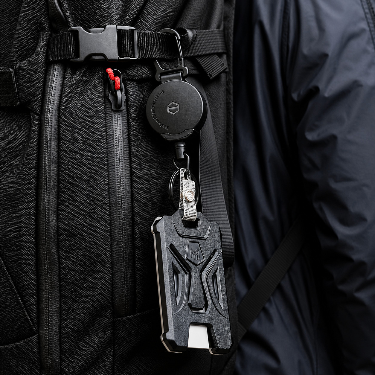 Retractable Badge Holder, Heavy Duty Carabiner Keychain, Tactical ID Card Holder