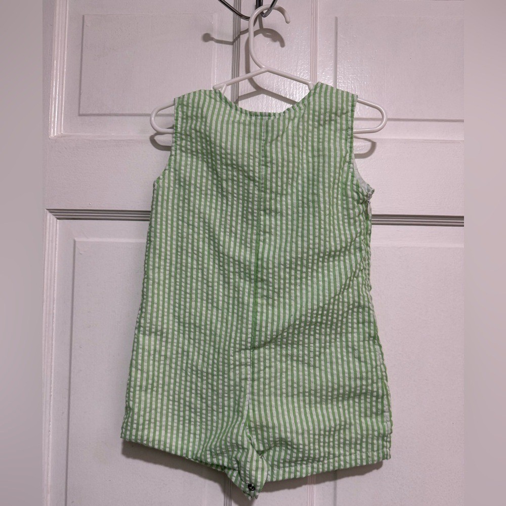 18 Month “Jameson” Monogrammed Jon Jon Outfit Embroidered Shortalls Fishing