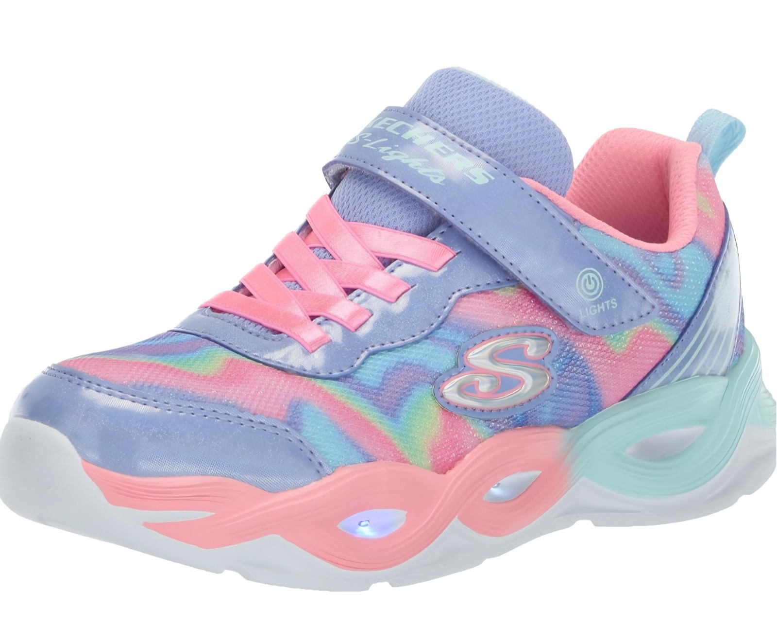 Skechers S Lights-Twisty Glow-Sorbet Swirl Periwinkle Girls Shoes (303716L/PWMT)