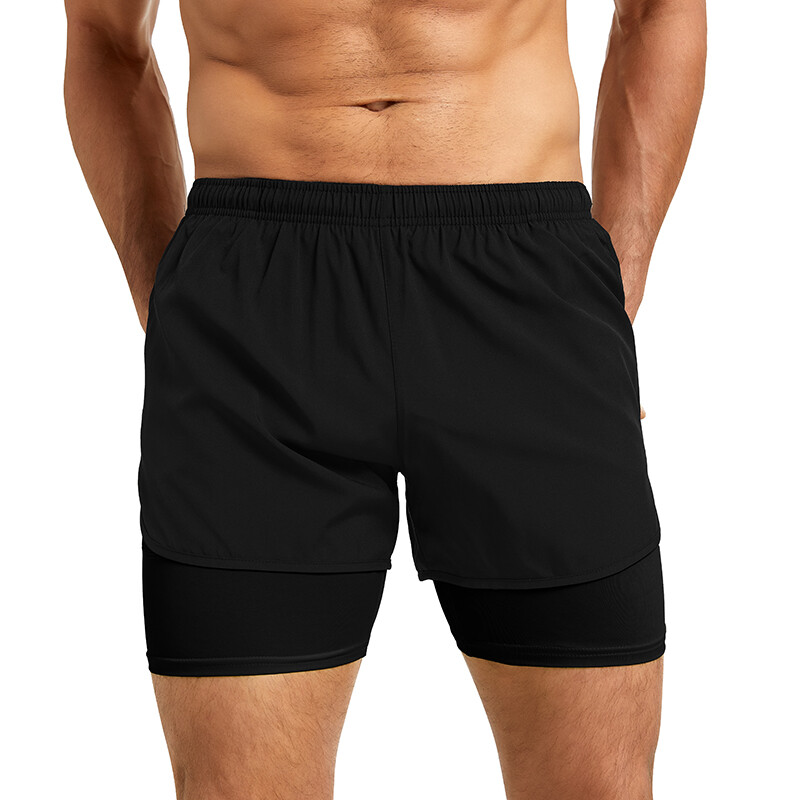 Men’s 2 in 1 Running Shorts Quick Dry Workout Athletic Outdoor Sports Gym Shorts