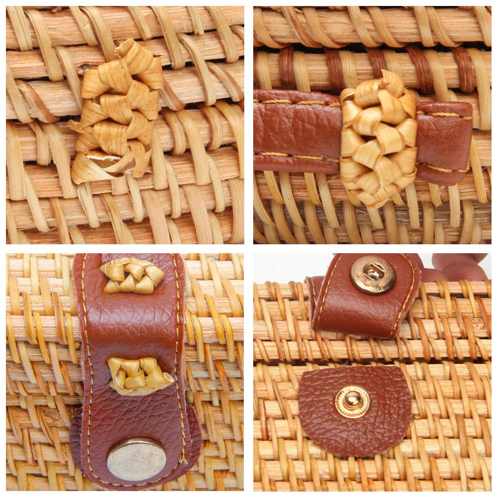 CrazyPiercing Wicker Square Crossbody 7.5inch x 4.8inch x 3inch, Square-1