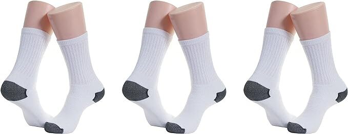 6-12 Pairs Men’s White Work Sports Athletic Crew Socks Cotton Size 9-11 & 10-13