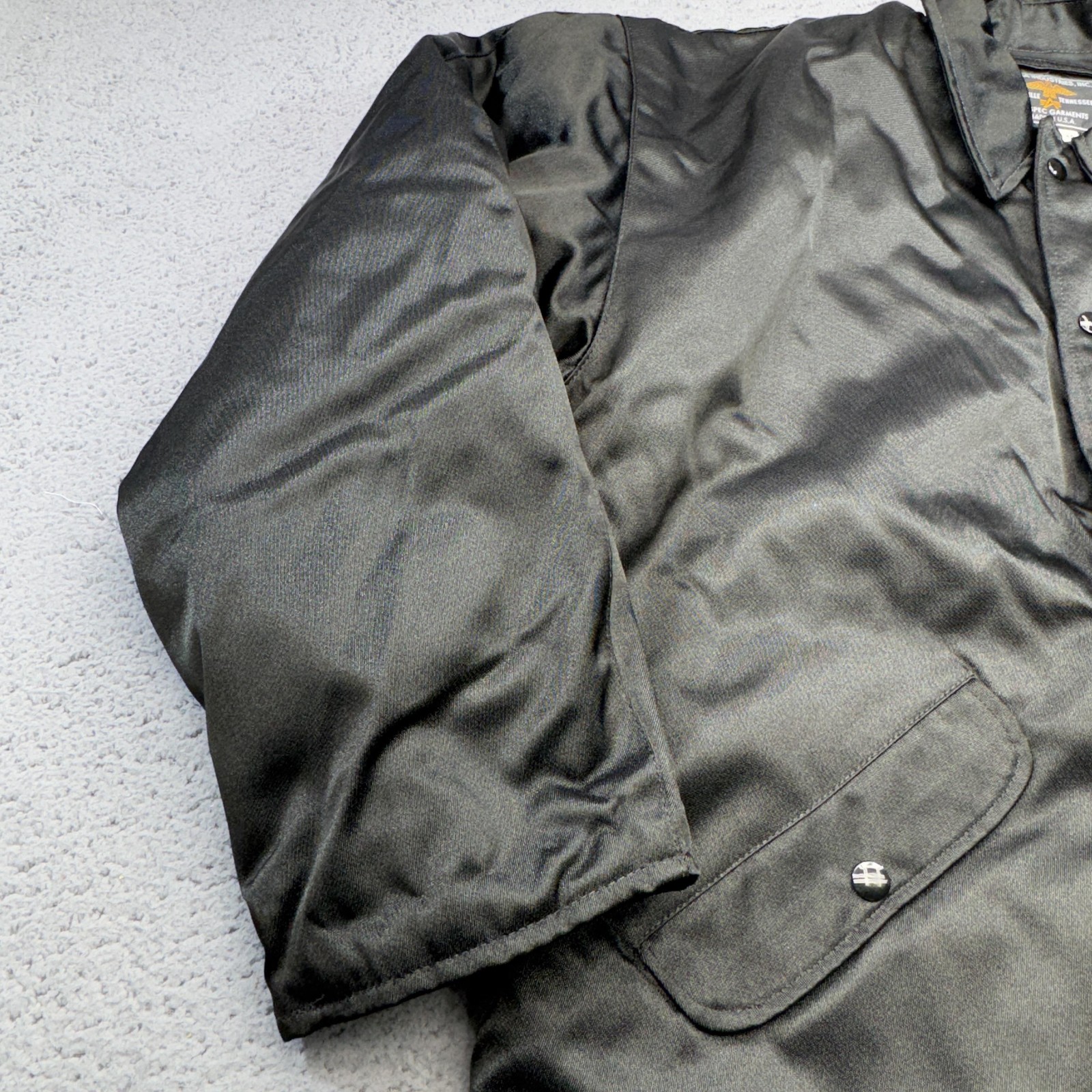 Alpha Industries Jacket Mens 46 Black Puffer Military Tactical Coat USA Made