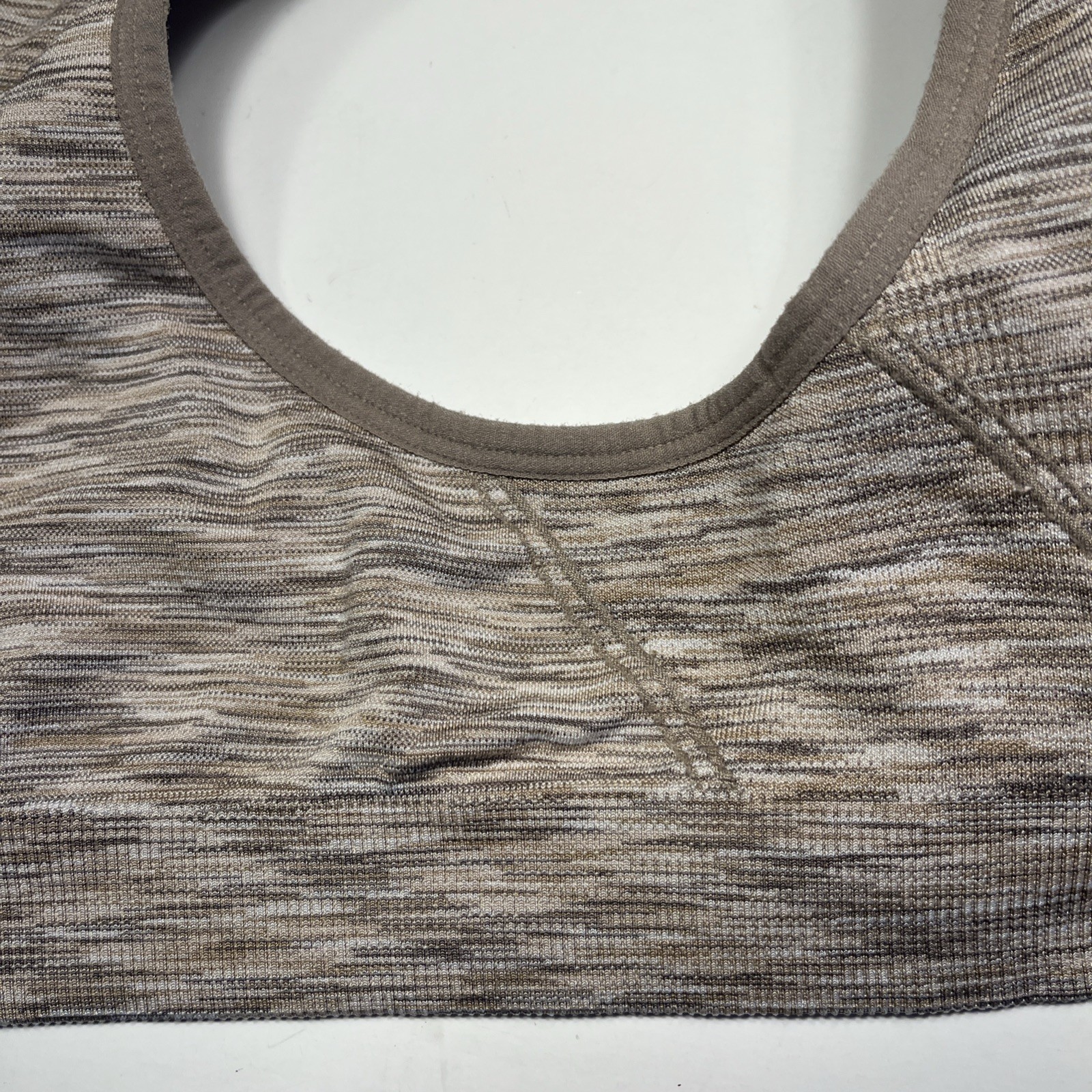 Avia Sports Bra Women Medium Beige Space Dye Front Zip Racerback Wireless Active