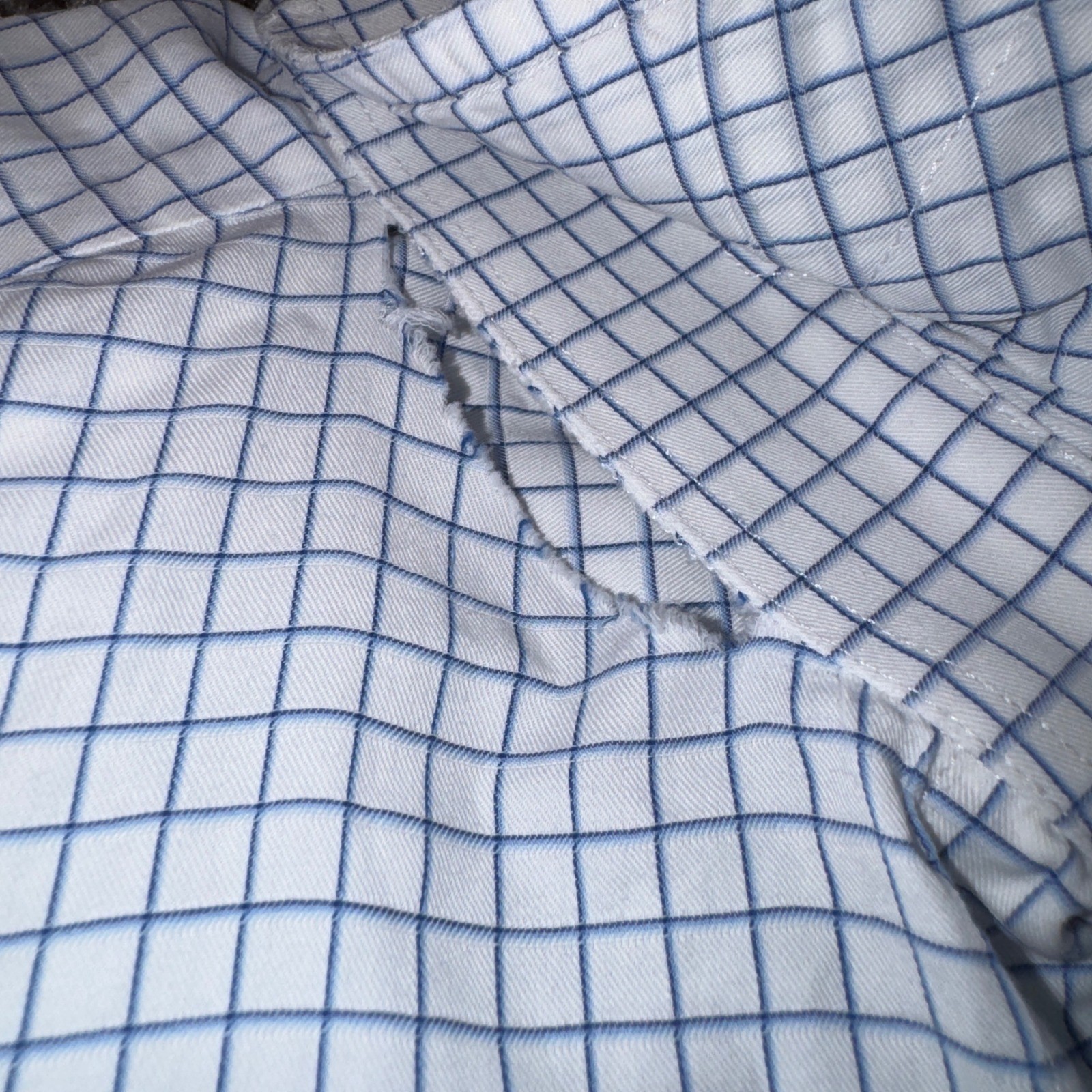 Ermenegildo Zegna Size 16 41 Mens Blue White Windowpane French Cuff Dress Shirt