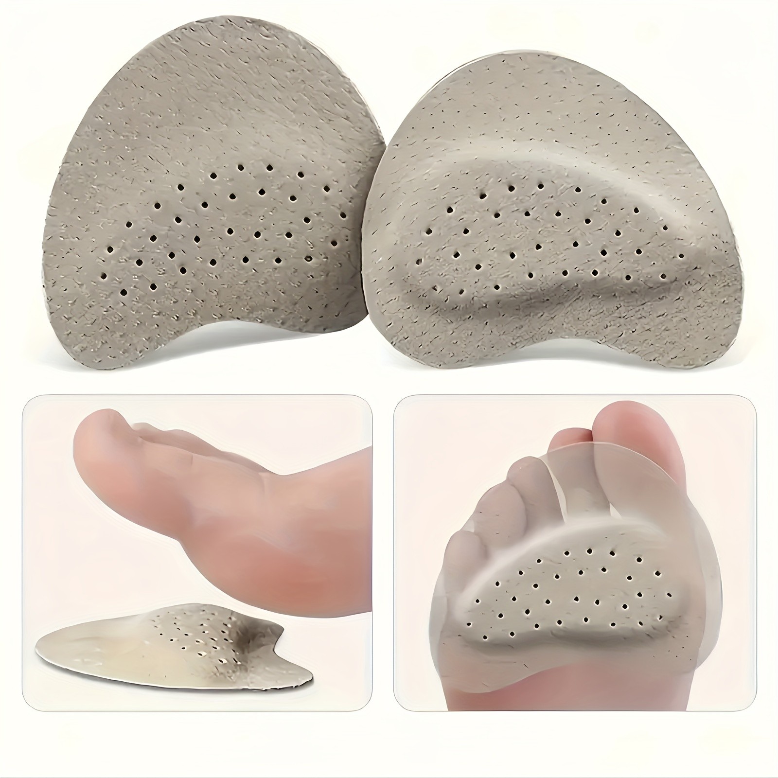 3Pairs Soft Shock-Absorbing Forefoot Pads,Self-Adhesive Half-Insoles for Sandals