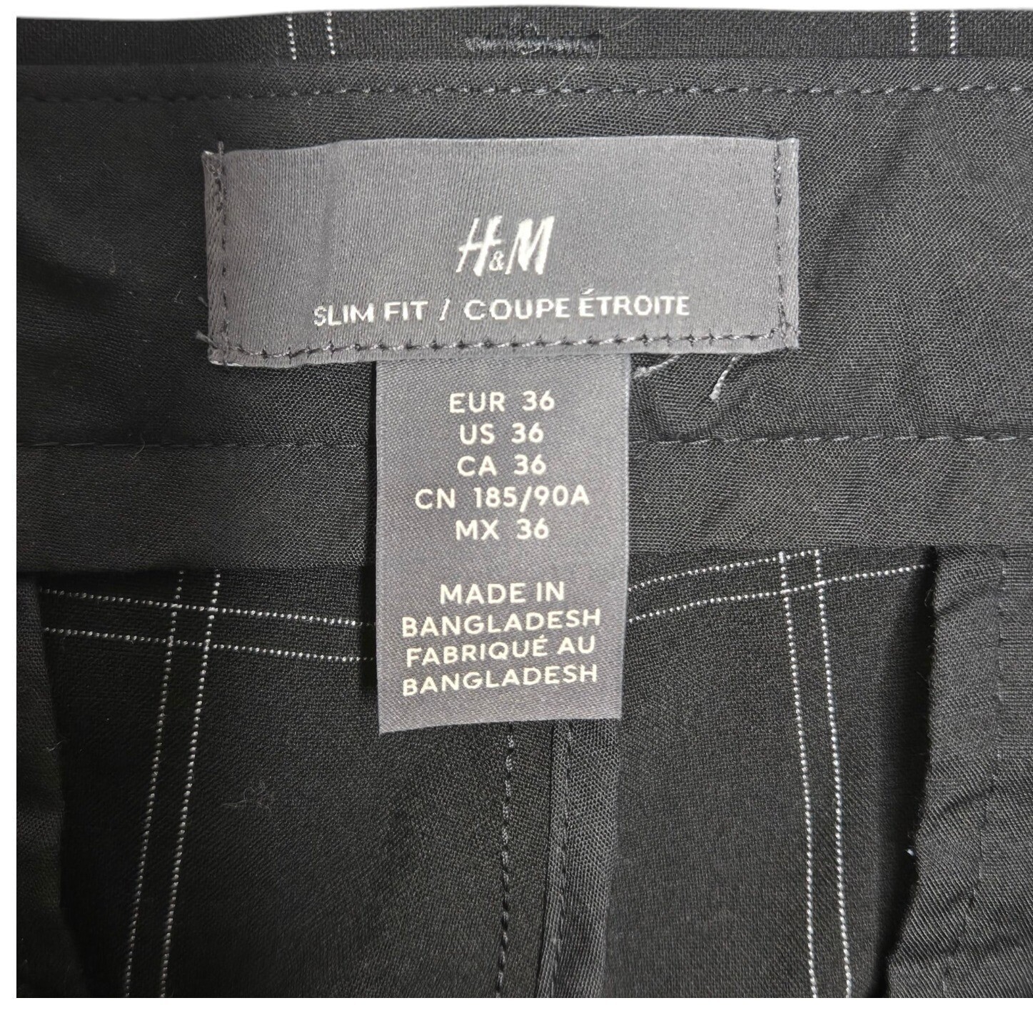 H&M Slim Fit Plaid Career Pants Black Checkered Trousers Womens US 36