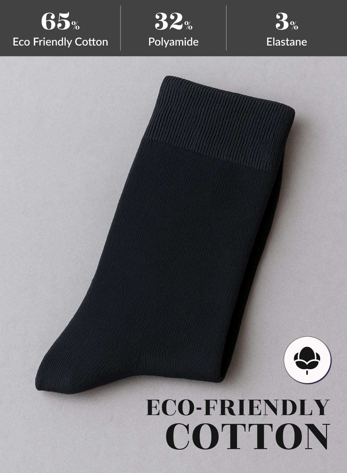 Hugh Ugoli Men Cotton Dress Socks XL / L / M / S Sizes, 3 Pairs