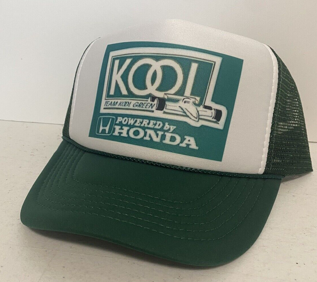 Vintage KOOL Racing Hat Formula 1 Trucker Hat Snapback Honda Racing Dark Green