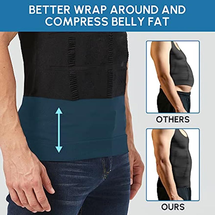 Men 3 Pack Body Shaper Slimming Belly Vest Compression Shirt Tank Tops Shapewear